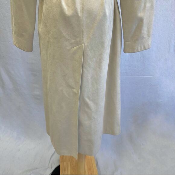 Ultra Suede vintage 80s beige/sand trench coat with tie belt size 8 shawl collar - Picture 12 of 16